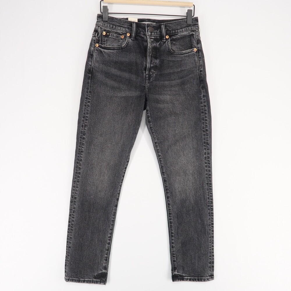 American Eagle AE77 Jeans Womens 2 Black Straight Crop High Rise Button Fly